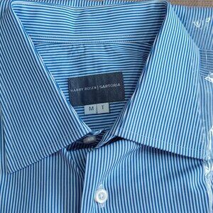 Harry Rosen Sartoria Men's M(Tall) Dress Shirt Blue White Micro-stripe